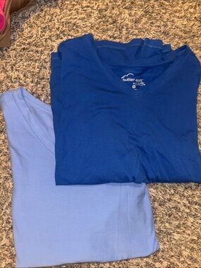 Butter-Soft Blue V-Neck Tee - Royal & Light Blue Duo